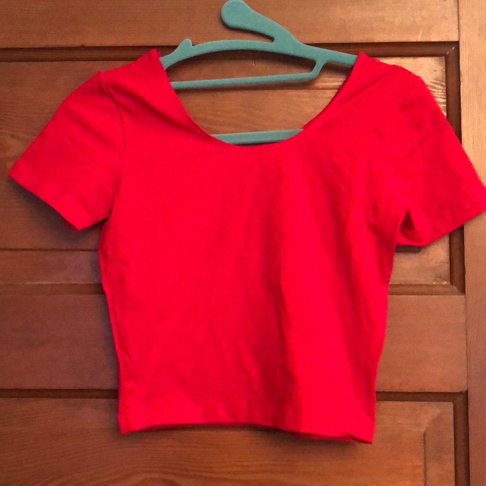 Unworn red American Apparel crop top